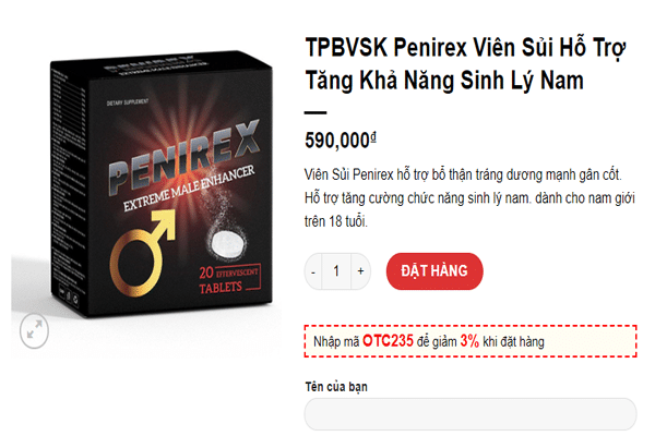 Giá bán Penirex do nhà sản xuất công bố