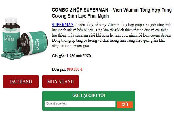 Vitamin tổng hợp Superman giá bao nhiêu