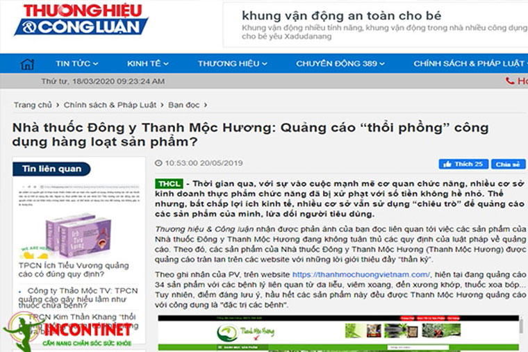 Có nhiều nguồn thông tin cho rằng Thanh Mộc Hương thổi Phồng sự thật sản phẩm